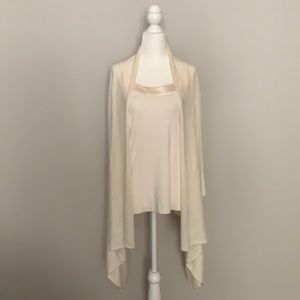 Waterfall cardigan with matching shell.